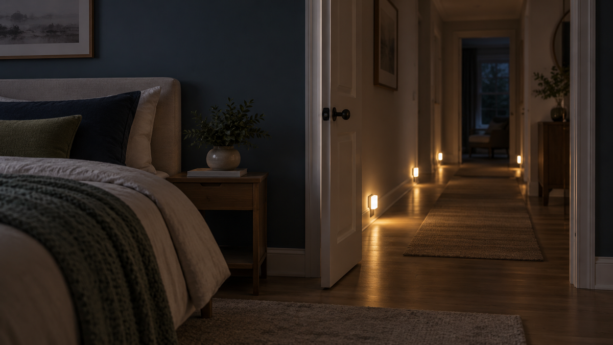 Night-Light Brightness and Color for Bedrooms and Hallways