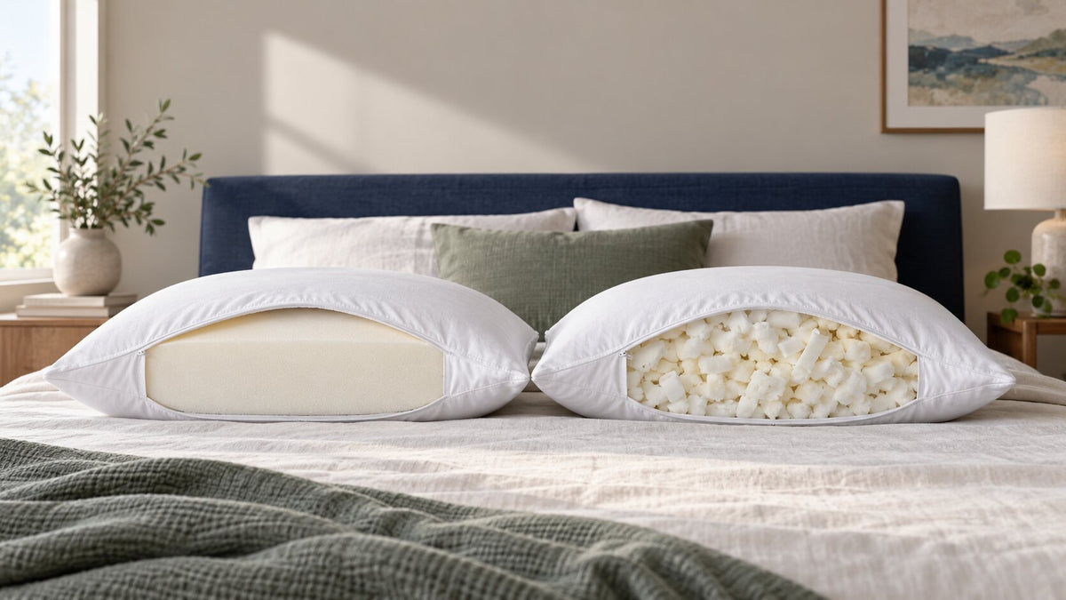 Cover image for Solid vs. Shredded Memory Foam Pillows