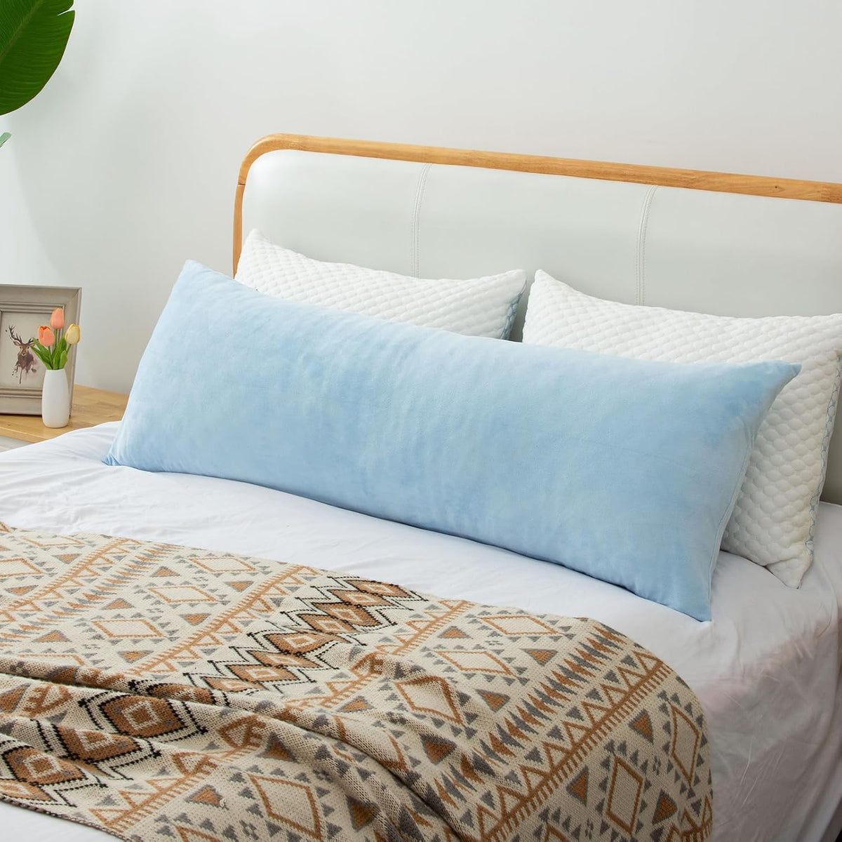 Large memory foam body pillows in Light Blue, alternate view 5
