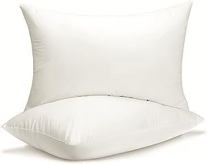 QUBA LINEN Queen Size Bed Pillows - Set of 2, Medium Density, Soft and Supportive for Back, Side, and Stomach Sleepers (Queen (Pack of…