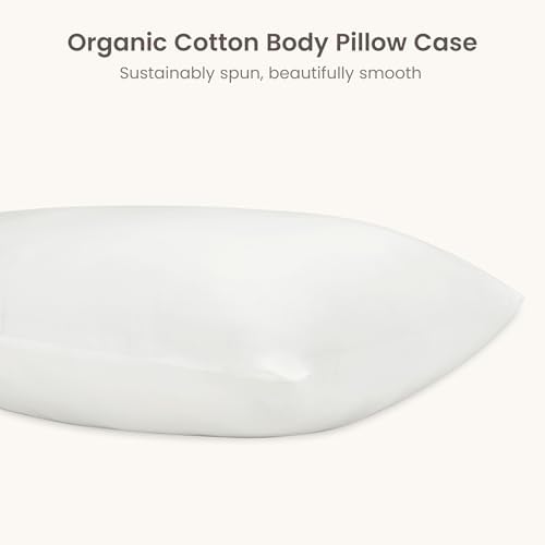 White organic cotton sateen body pillow cover, 21 by 54 inches, detail view 3