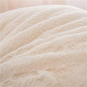Ntbed Faux Fur Reading Pillow Large Adult Teens Back Rest Pillow with Arms, Bedrest Pillow for Sitting Up in Bed (Ivory, Large) 6 inches Whi…