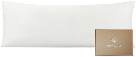 White organic cotton sateen body pillow cover, 21 by 54 inches