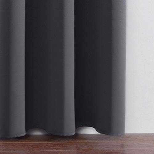 Lemomo Grey Blackout Curtains/52 x 45 Inch/Set of 2 Panels Room Darkening Short Curtains 45 Inch Grey