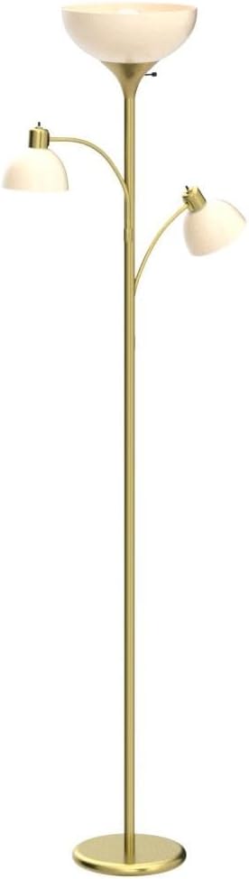 Brightech Sky Dome Double LED Floor lamp, Torchiere Super Bright Floor Lamp with 2 Reading Lamps for Living Rooms & Offices - Dimmable…