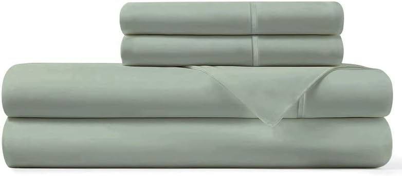 Pizuna 100% Cotton Twin XL Sheets Set - Crisp, Breathable Percale Weave Bed Sheets - Fully Elasticized 15" Deep Pocket Cooling Sheet - Long…
