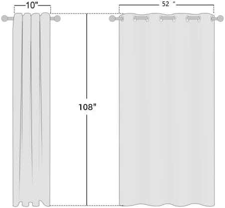 Nicetown Room Darkening Curtains 108 inch Length - Grommet Thermal Insulated Window Treatments Solid Panels for Living Room/Bedroom/Villa,…
