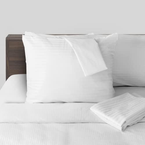 FeelAtHome 100% Cotton Pillow Protector with Zipper Waterproof Pillow Case Covers - 20x26 Inches (Pack of 4, Standard) - Noiseless…