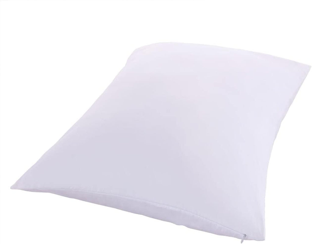 2 Pillow Protectors, Zippered Hypoallergenic Down Proof Pillow Covers, 400 Thread-Count - 100 % Cotton Pillow Protector, White, King Size