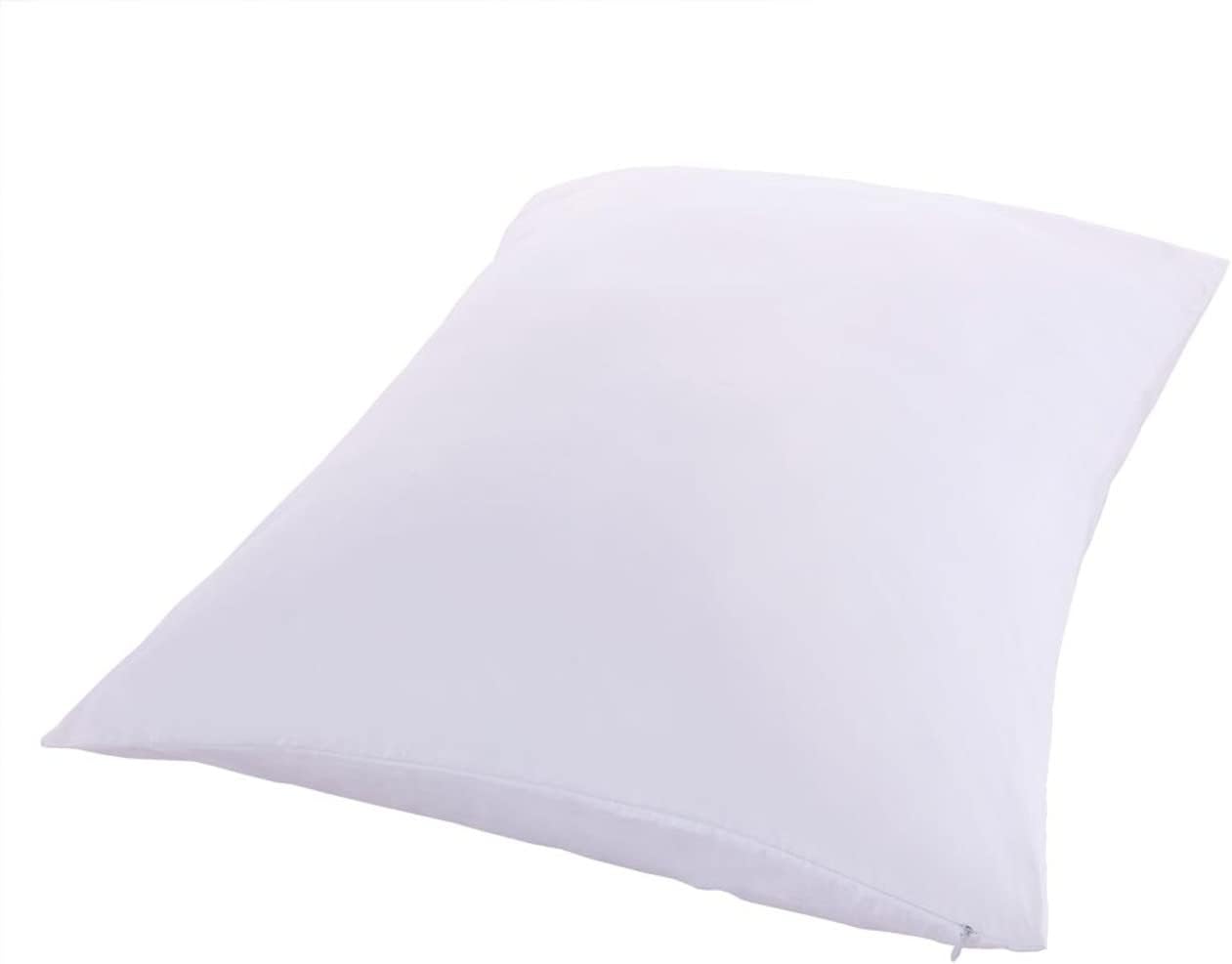 2 Pillow Protectors, Zippered Hypoallergenic Down Proof Pillow Covers, 400 Thread-Count - 100 % Cotton Pillow Protector, White, King Size