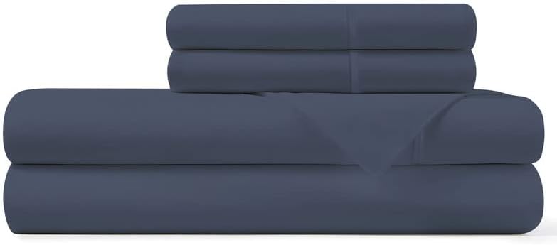 Pizuna 100% Cotton Cal King Sheets Set - Crisp, Breathable Percale Weave Bed Sheets - Fully Elasticized 15" Deep Pocket Cooling Sheet - Lon…