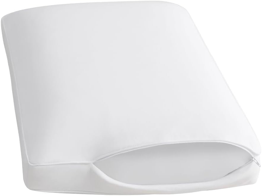 STONECREST Cooling Gusseted Pillow Protector for Memory Foam Pillow- 1 PC, Zipper Premium Gusset Pillow Encasement Covers(White2, Queen)