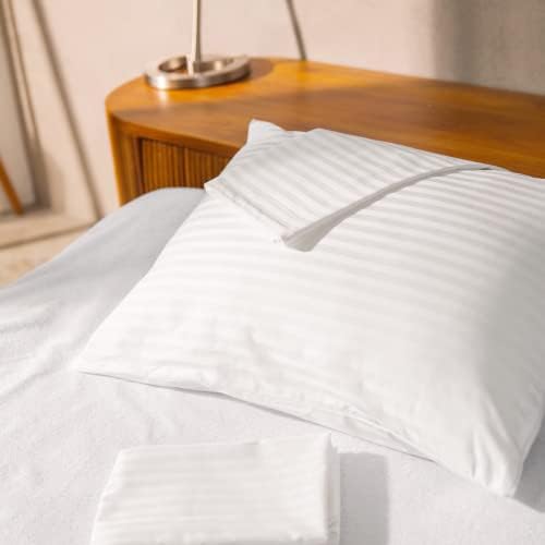 FeelAtHome 100% Cotton Pillow Cover with Zipper Waterproof Covers - 30x20 Inches (Pack of 4, Queen) - Noiseless Pillowcase Cover - Pillow P…