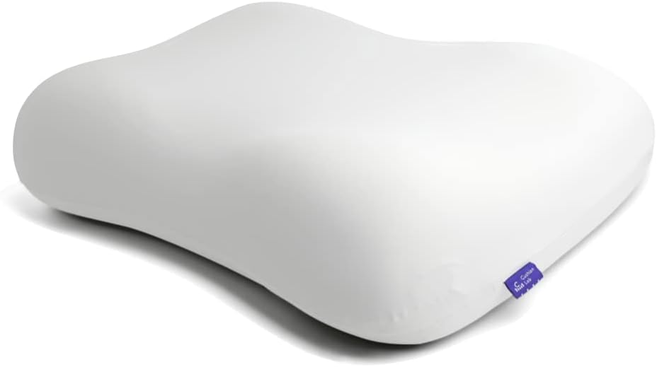 Cushionlab C CUSHION LAB Deep Sleep Pillow, Patented Ergonomic Contour Design for Side & Back Sleepers, Orthopedic Cervical Shape Gently Cr…