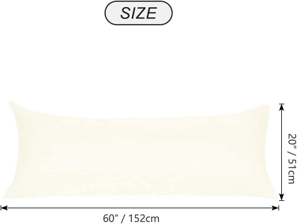 uxcell Soft Microfiber Body Pillow Cover with Zipper Closure, Long Pillow Cases for Body Pillows Weave for 90 GSM Polyester, Beige Body (20…