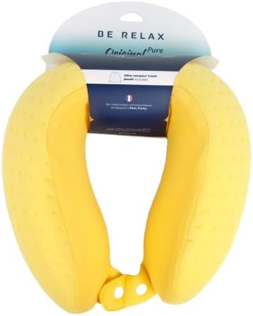 Be Relax Pure Travel Pillow Made of Organic Cotton, Reusable Heat Patch and Ergo Smart Flatback (Lemon Yellow)