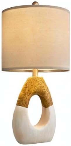 OYEARS 19” Boho Table Lamps Bedroom Living Room, Suitable for Small Space, Farmhouse Rattan Lamp Rustic Egg Design Resin Nightstand Bedside…