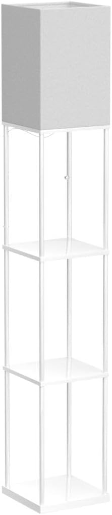 SUNMORY Floor Lamp with Shelves, Modern Square Standing Lamp with 3 Color Temperature Bulb, Corner Display Bookshelf Lamp for Living Room…