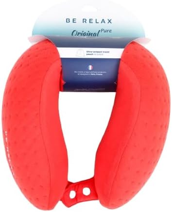 Be Relax Pure Travel Pillow Made of Organic Cotton, Reusable Heat Patch and Ergo Smart Flatback (Reef Coral)