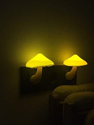 AUSAYE 4 Pack Plug in Night Light, Mushroom Light LED Nightlights for Kids, Adults, Bedroom, Bathroom, Hallway, Stairs, Kitchen Warm Yellow