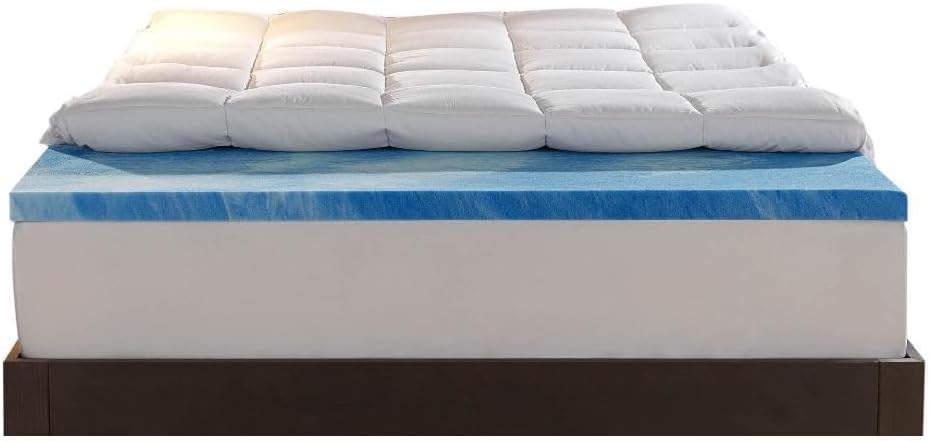 Sleep Innovations Dual Layer 4 Inch Memory Foam Mattress Topper, Twin Size, Medium Support, 2 Inch Cooling Gel Memory Foam Plus 2 Inch…