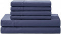 Linenhome Linen Home 6 Piece King Cotton Sheet Set, 100% Cotton Percale, 4 Pillowcases, Deep Pocket with All Around Elastic Sheet, Crisp Br…