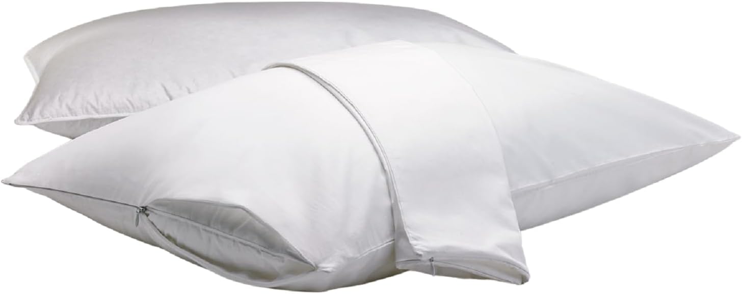 Dependable Industries Deluxe Zippered Vinyl Pillow Covers 2-Pack - 20"x29" Waterproof Protectors, Ideal for Home, Hotel, Hospital…