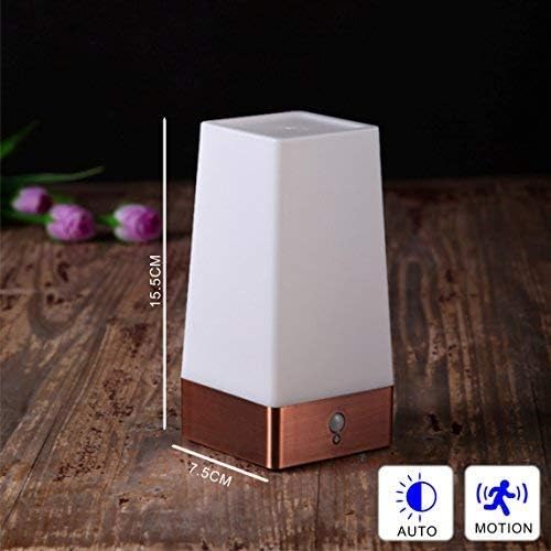 WRalwaysLX 3 Modes Battery Powered Small Table Lamp, Bedside Lamp Wireless PIR Motion Sensor LED Night Light, USE 3x1.5VAAA…