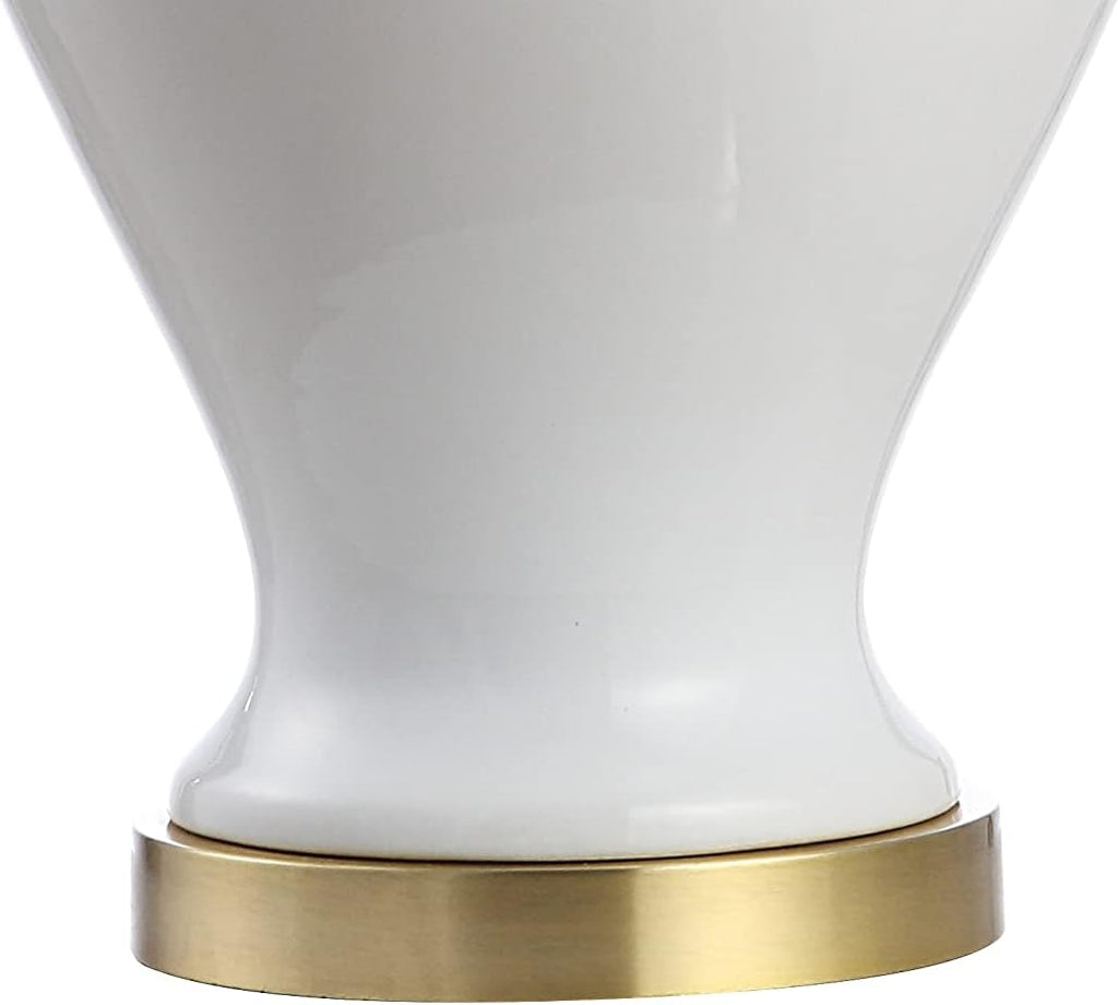 JONATHAN Y 33" White Modern Ceramic Ginger Jar Table Lamp for Living Room, Traditional Bedside Lamp for Bedroom Entryway, White Linen…