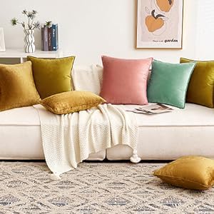 Miulee Dark Gold Velvet Throw Pillow Covers 20x20 Soft Decorative Solid Square Cushion Cases Pack of 2 Modern Luxury Home Decor for Couch,…
