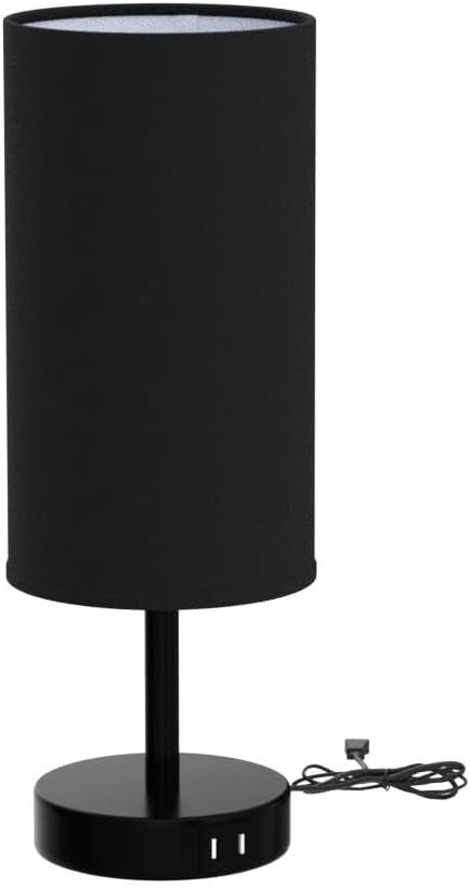 Yarra-Decor Bedside Lamp with USB Port - Touch Control Table Lamp for Bedroom 3 Way Dimmable Nightstand Lamp with Round Black Fabric…