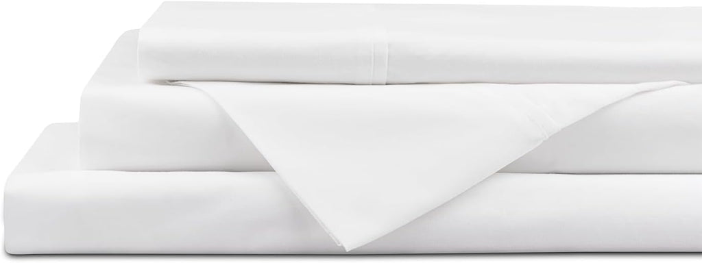 Linenhome Linen Home 4 Piece Twin Cotton Sheet Set, 100% Cotton Percale, 2 Pillowcases, Deep Pocket with All Around Elastic Sheet, Crisp Br…
