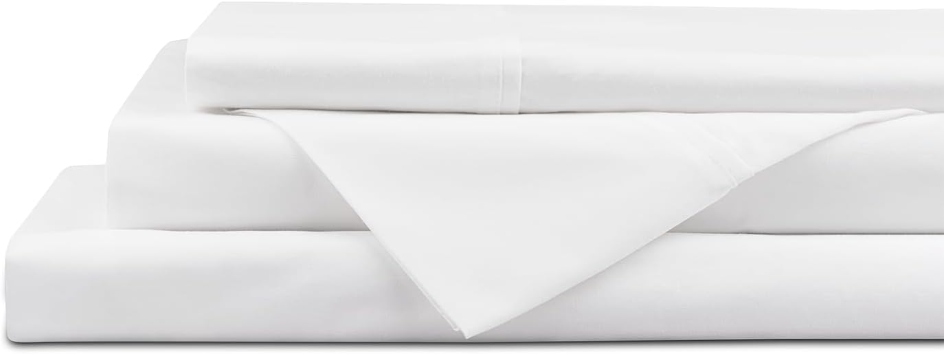 Linenhome Linen Home 4 Piece Twin Cotton Sheet Set, 100% Cotton Percale, 2 Pillowcases, Deep Pocket with All Around Elastic Sheet, Crisp Br…