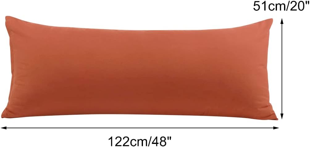 PiccoCasa Body Pillow Cover, 110 GSM Brushed Microfiber, Rust Color, Zipper Closure, Soft Long Cases for 20"x48" Body Pillows cotton
