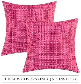 Kevin Textile Outdoor Waterproof Throw Pillow Covers 26x26 Inch Pack of 2 Woven Faux Linen Farmhouse Decorative Euro Shams Water…