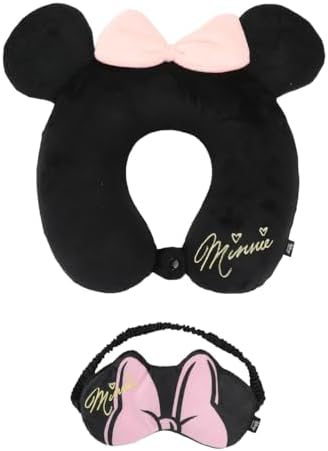 Bioworld Disney Minnie Mouse-Inspired 3-Piece Neck Pillow Eye Mask Set pink