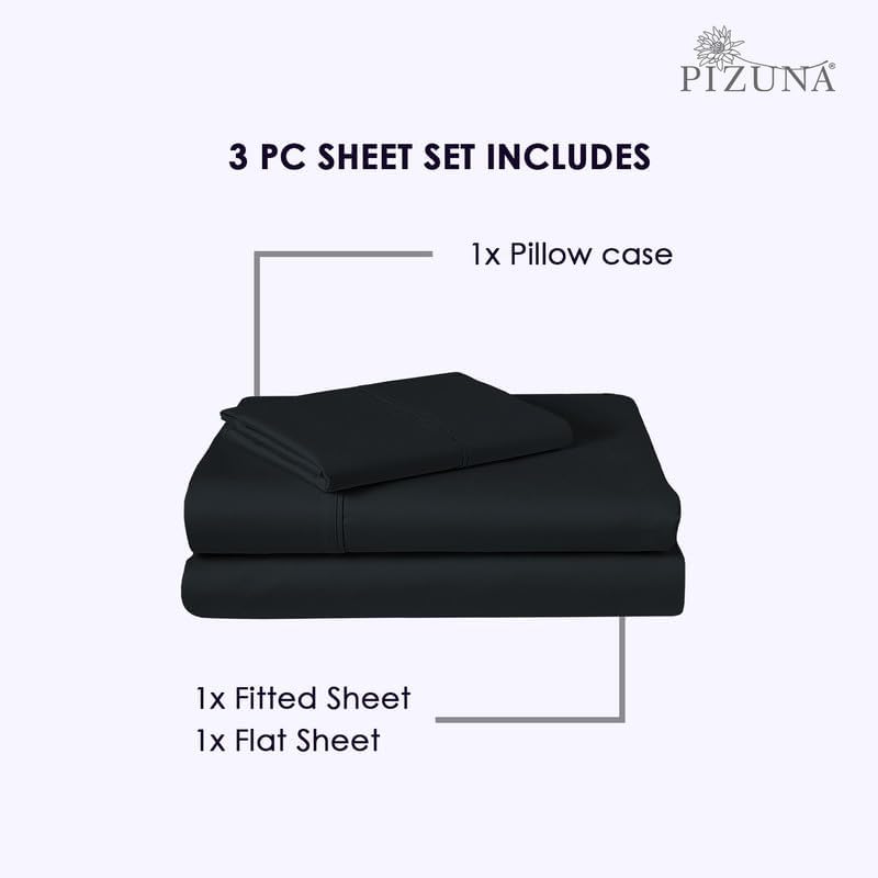 Pizuna 100% Luxury Cotton Twin XL Sheet Sets 800 Thread Count Soft Sateen Weave Breathable Hotel Quality Cooling Bed Sheets Twin XL Bedding…