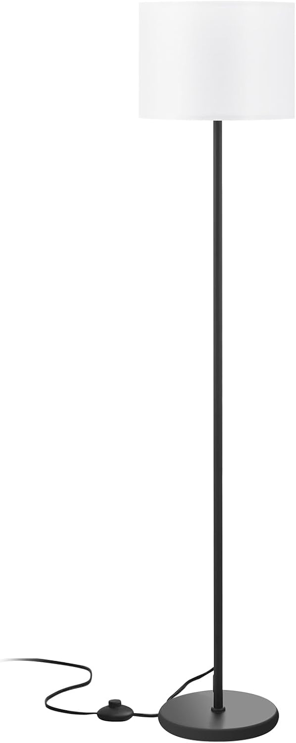 Modern Floor Lamp Simple Design with White Shade, Foot Pedal Switch, 60" Small Tall Lamps for Living Room Bedroom Office Dining Room…