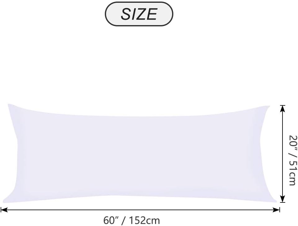 uxcell Soft Microfiber Body Pillow Cover with Zipper Closure, Long Pillow Cases for Body Pillows Weave for 90 GSM Polyester, White Body (20…