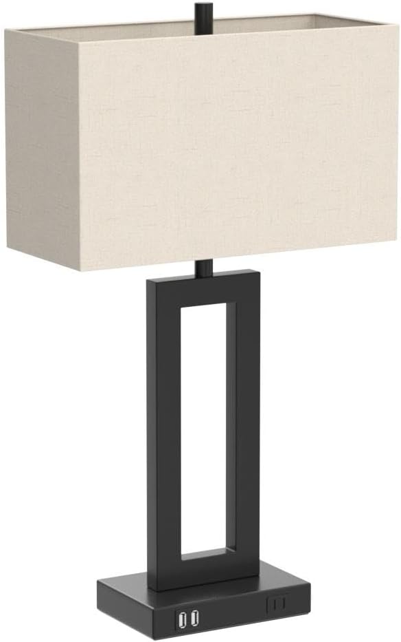 Tobusa Set of 2 Touch Control Table Lamp with 2 USB Ports, 3-Way Dimmable Modern Nightstand Lamp Sets Bedside Touch Desk Lamp with Fabric C…