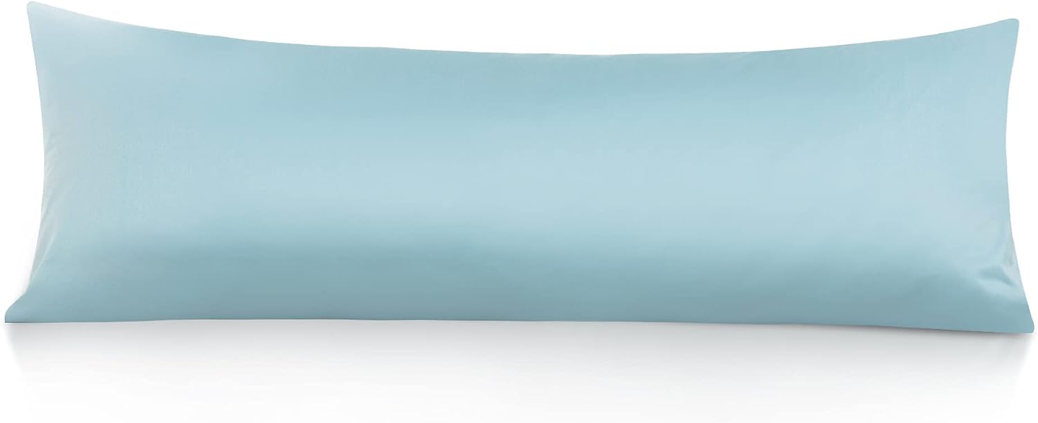 Leeden Body Pillow Cover, 100% Cotton, 800 Thread Count, Soft Breathable Long Pillow Case, Envelope Closure (Light Blue, 21"x 54") Cotton B…