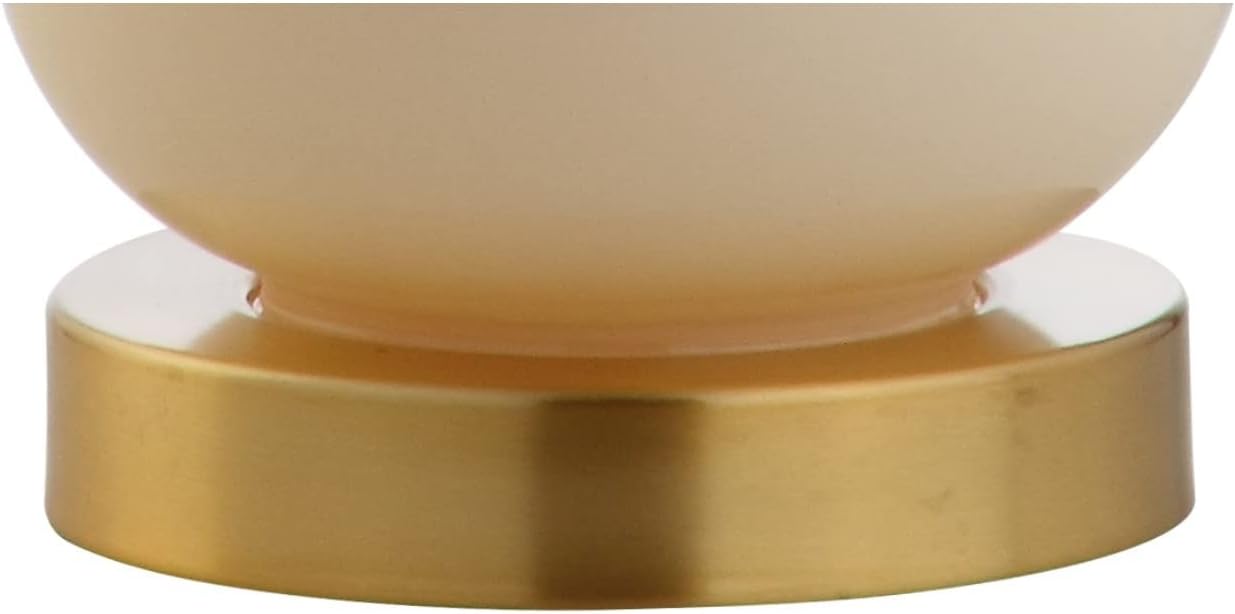 JONATHAN Y 20.5" Ivory Glass Table Lamp, Modern Gourd Bedside Nightstand Lamp for Bedroom, Living Room, White Linen Shade, LED Bulb…