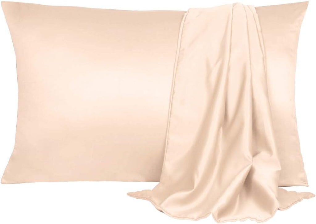 uxcell 2 Pack Silk Satin Pillowcase for Hair and Skin, Cool, Silky, Soft Breathable Pillow Cases Travel Size 14x20 Inch Sateen Pillowcase L…