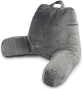 Milliard Reading Pillow with Arms, Grey, Shredded Memory Foam Back Pillow for Bed Sitting Up - Sit Up Backrest Support for Reading & Rest…