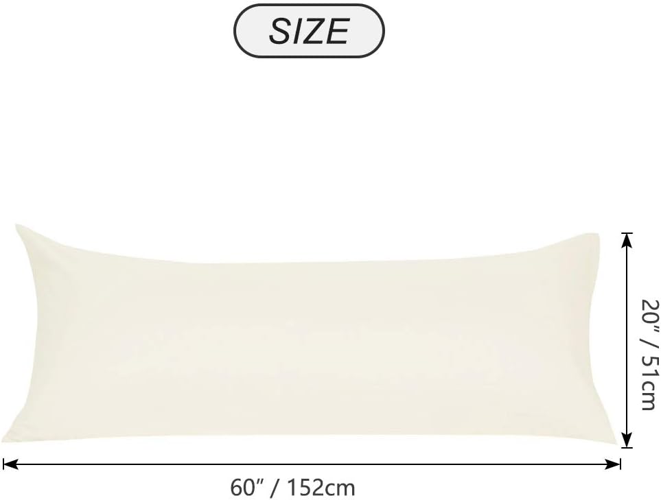 uxcell Soft Microfiber Body Pillow Cover with Zipper Closure, Long Pillow Cases for Body Pillows Weave for 90 GSM Polyester, Cream Body (20…