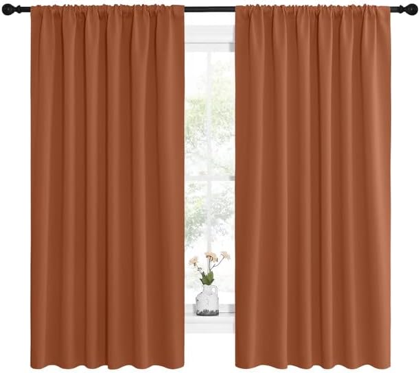 NICETOWN Blackout Curtains and Drapes - Thermal Insulated Solid Rod Pocket Blackout Draperies/Panels for Living Room, Bedroom (Burnt…