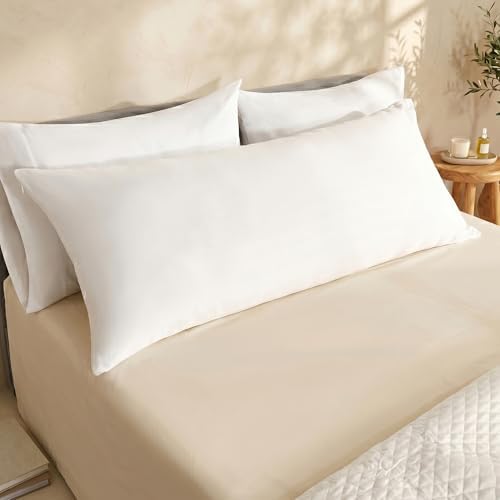 White organic cotton sateen body pillow cover, 21 by 54 inches, detail view 2