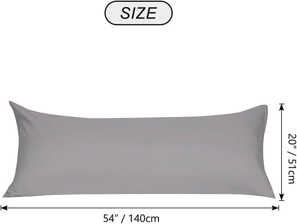 uxcell Soft Microfiber Body Pillow Cover with Zipper Closure, Long Pillow Cases for Body Pillows Weave for 90 GSM Polyester, Grey Body (20"…