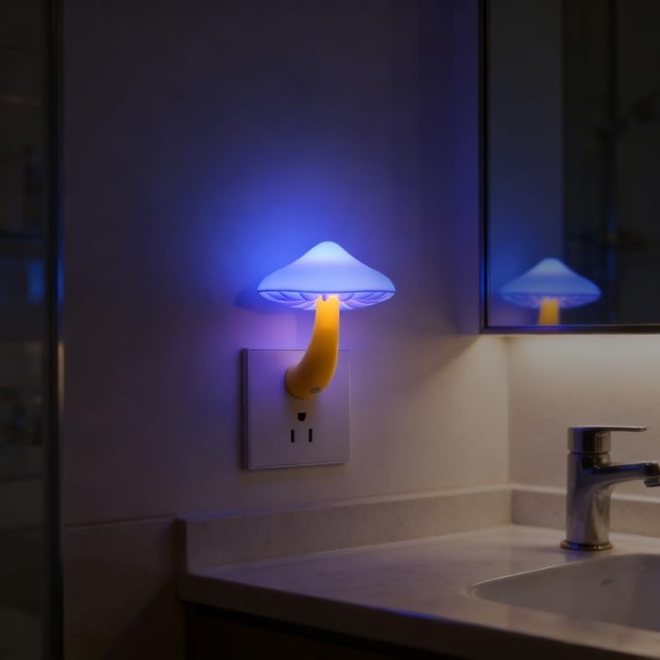 APAKI LED Mushroom Night Light Plug in Lamp, Light Sensor Night Lights Plug into Wall, Dusk to Dawn Sensor NightLight for Adults Kid…
