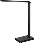 WhiteCrown White crown LED Desk Lamp Dimmable Table Lamp Reading Lamp with USB Charging Port, 5 Lighting Modes, Sensitive Control, 30/60 Mi…